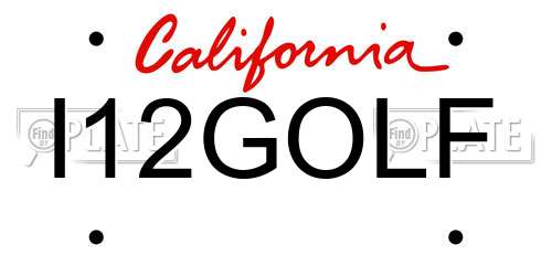 I12GOLF California License Plate