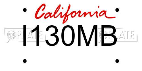 I130MB California License Plate