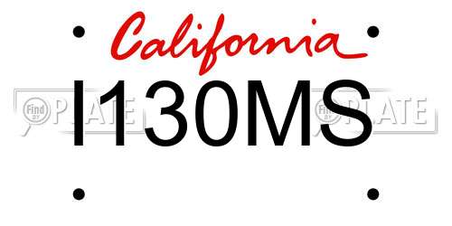 I130MS California License Plate
