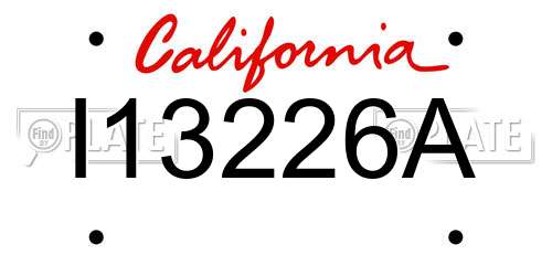 I13226A California License Plate