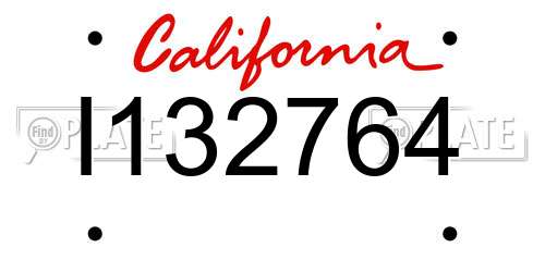 I132764 California License Plate
