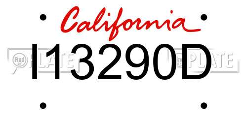 I13290D California License Plate