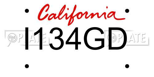 I134GD California License Plate