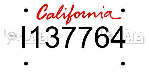 I137764 California License Plate