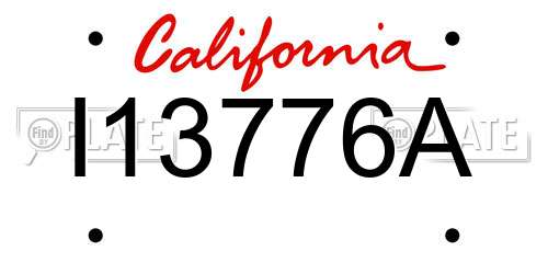 I13776A California License Plate