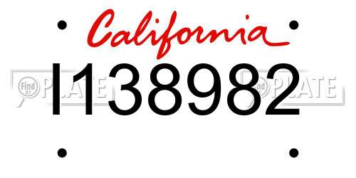 I138982 California License Plate