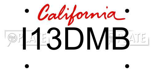 I13DMB California License Plate