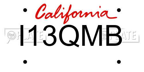 I13QMB California License Plate