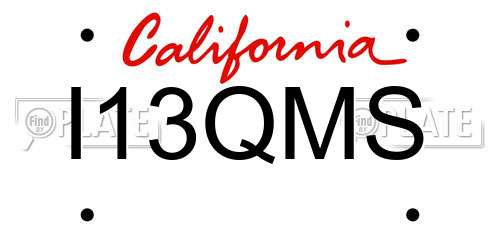 I13QMS California License Plate