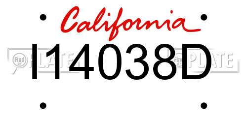 I14038D California License Plate