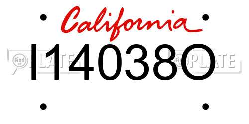 I14038O California License Plate