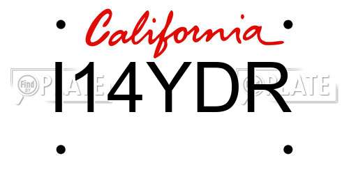 I14YDR California License Plate