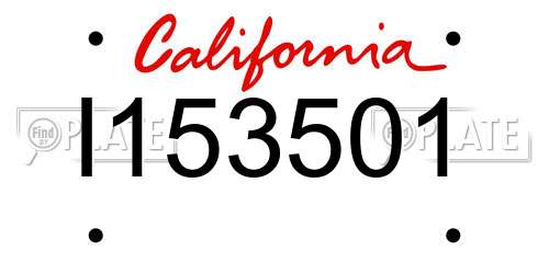 I153501 California License Plate