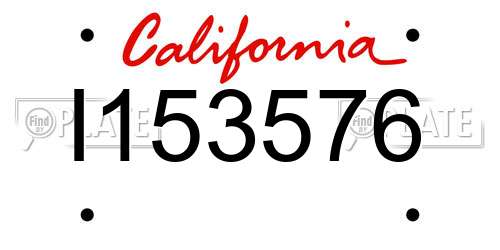 I153576 California License Plate