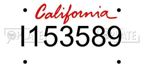 I153589 California License Plate