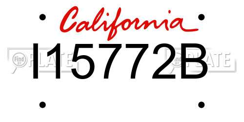 I15772B California License Plate
