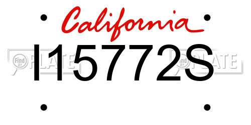 I15772S California License Plate