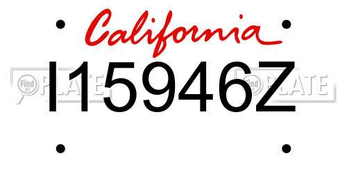 I15946Z California License Plate