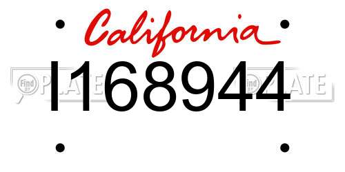 I168944 California License Plate
