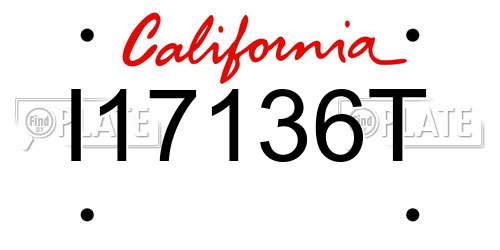 I17136T California License Plate
