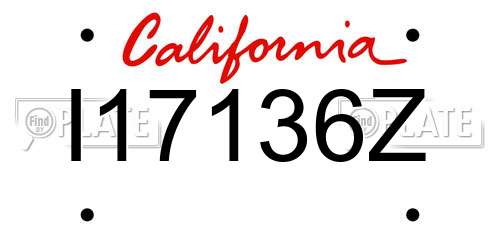 I17136Z California License Plate