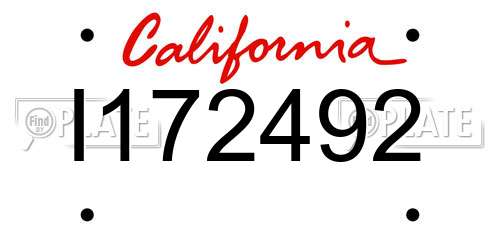 I172492 California License Plate