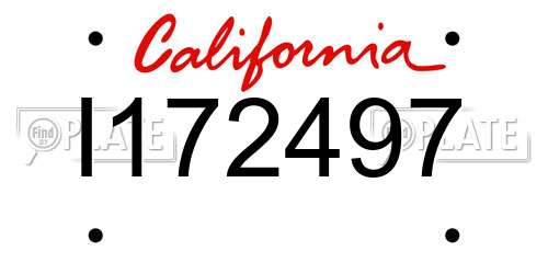 I172497 California License Plate