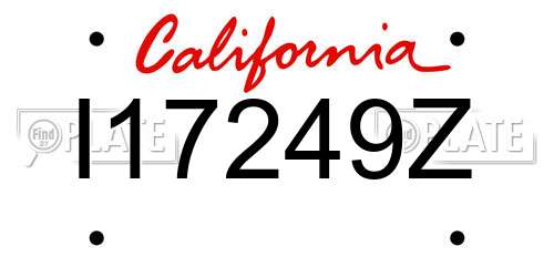 I17249Z California License Plate