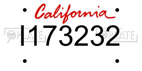I173232 California License Plate