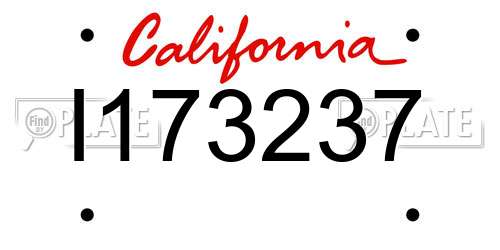 I173237 California License Plate