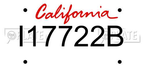 I17722B California License Plate