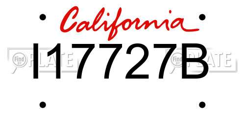 I17727B California License Plate