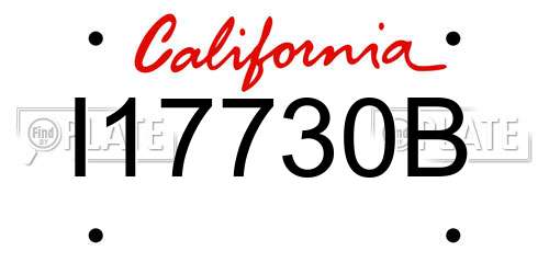 I17730B California License Plate