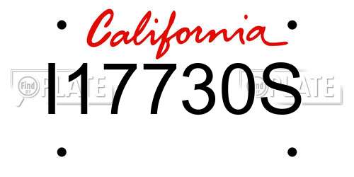 I17730S California License Plate