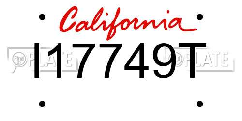 I17749T California License Plate