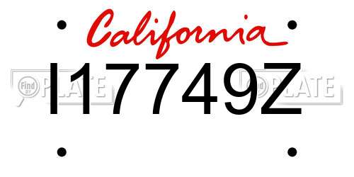 I17749Z California License Plate