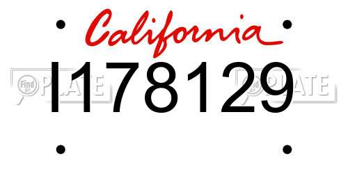 I178129 California License Plate
