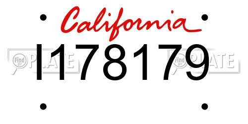 I178179 California License Plate