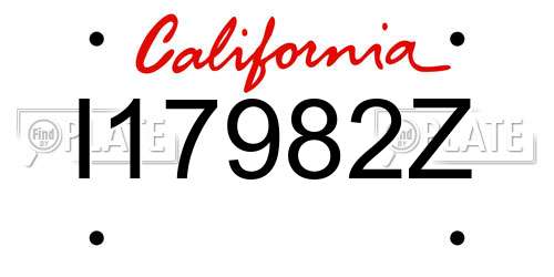 I17982Z California License Plate