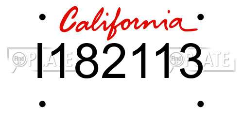 I182113 California License Plate