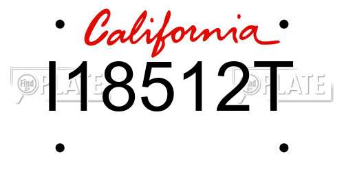 I18512T California License Plate