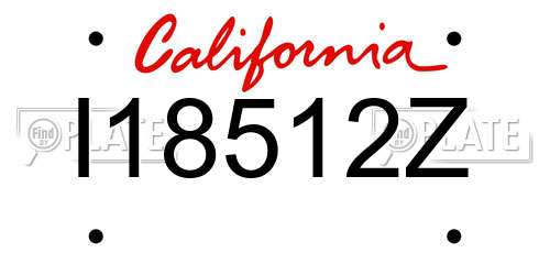 I18512Z California License Plate