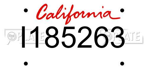 I185263 California License Plate