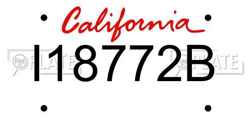 I18772B California License Plate
