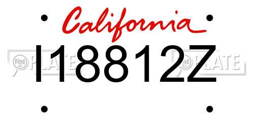 I18812Z California License Plate