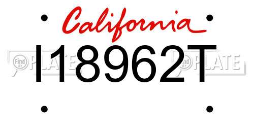 I18962T California License Plate