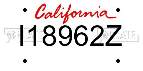 I18962Z California License Plate