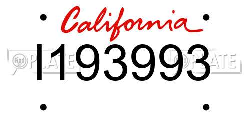 I193993 California License Plate