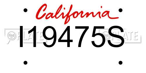 I19475S California License Plate