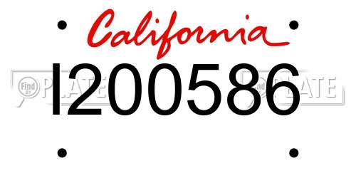 I200586 California License Plate